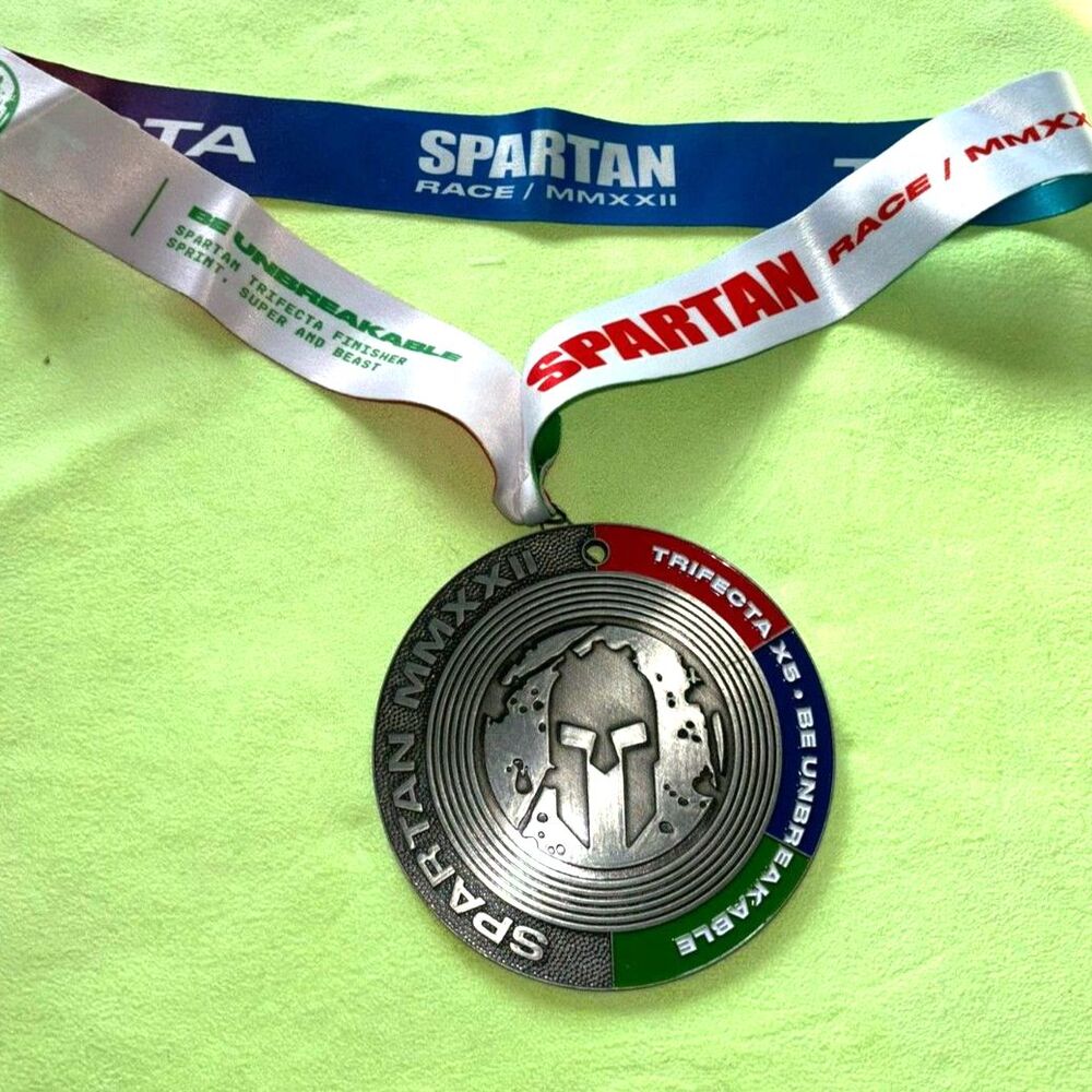 2022 Spartan Trifecta X5 Medal – Five Trifectas in One Year w/ Ribbon
